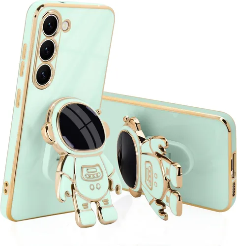 Vista 10 de Pepmune Compatible con Samsung Galaxy S22 5G Funda, Linda Funda de Astronauta 3D con Soporte Rectangular de Silicona Chapada con Protección Completa