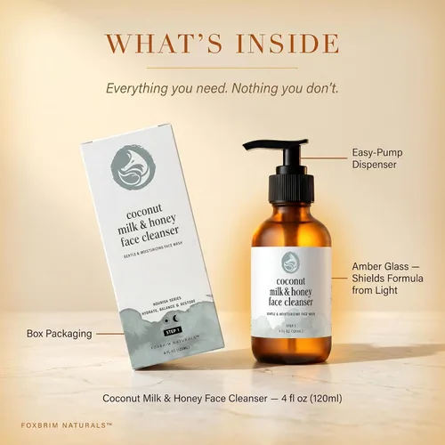 Vista 8 de Gel limpiador de cara Coconut Milk & Honey, natural y orgánico, lava suavemente y renueva la piel mientras hidrata, con zábila orgánica, gel