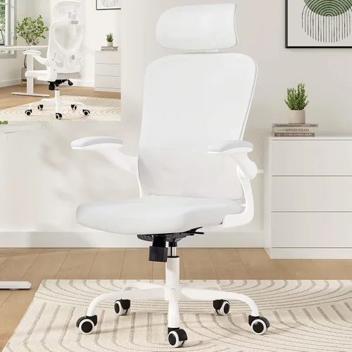 Vista 10 de Sillas de oficina ergonómicas de malla con soporte lumbar y reposacabezas ajustable, cómoda silla de escritorio para computadora con respaldo alto