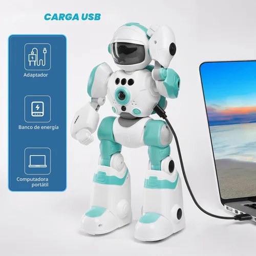 Vista 7 de SIMREX Juguetes Robot para Niños, Robot de Control Remoto, Robot Programable con Voz Grabada Música Danza Control de Gestos, Regalo para Niños