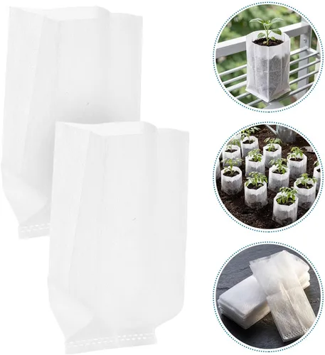 Vista 8 de 200pcs Non Woven Seedling Bags for Vegetables and Peppers, White