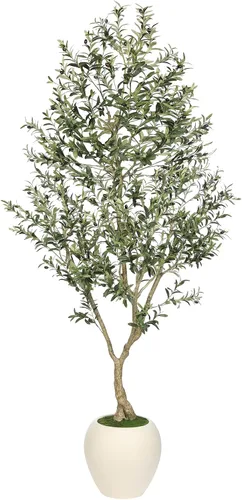 Vista 9 de Árbol de olivo sintético de 6 pies para interior con maceta, planta