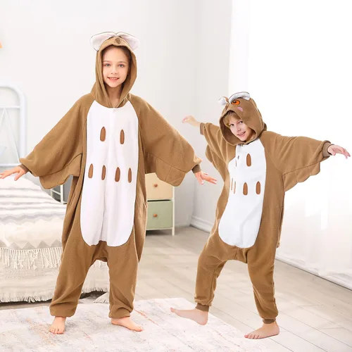 Vista 2 de Pijama de una pieza Canasour, mono de mapache, talla 4-10, unisex, para niño, Azul Lechuza