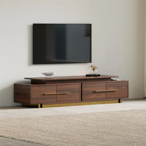 Vista 2 de Soporte de TV extensible, consola de TV moderna para TV de hasta 100 pulgadas, centro de entretenimiento de longitud ajustable, consola multimedia