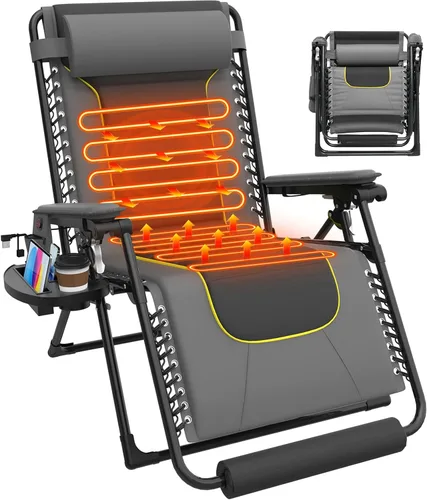 Vista 9 de Slendor Heated Zero Gravity Chairs 30 in, XL Reclining Chair, Gray Grey