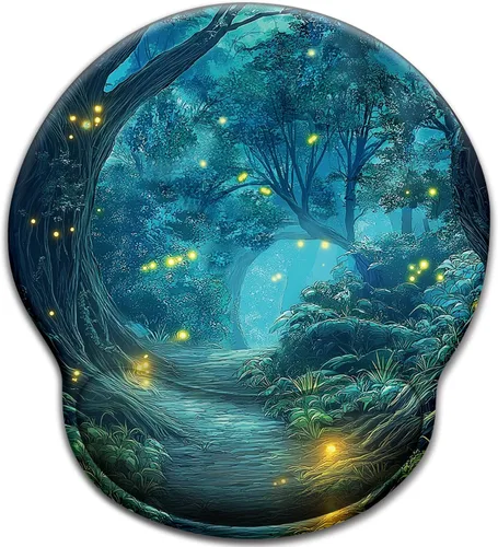 Vista 34 de LIMKRIAN Alfombrilla ergonómica para mouse con reposamuñecas de gel, decoración de escritorio de hongos