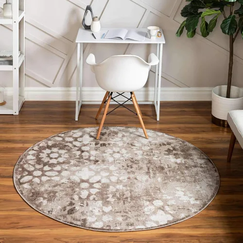 Vista 13 de Unique Loom Sofia Collection - Alfombra Larvotto (7 pies 1 pulgada, redonda, marrón/beige)