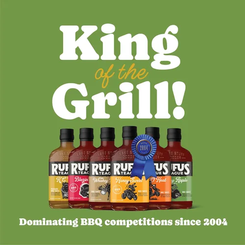 Vista 6 de Rufus Teague - Blazin' Hot BBQ Sauce - Salsa de barbacoa premium - Botella de 15.25 onzas