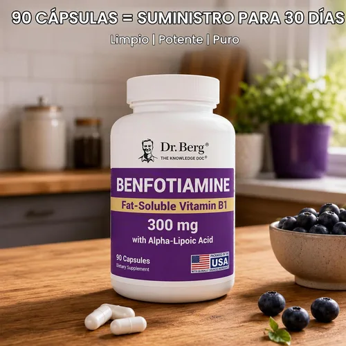 Vista 8 de Dr. Berg Vitamin B1 Benfotiamine 300mg 8-in-1 Nerve Support 90 Capsules