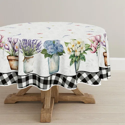 Vista 8 de Horaldaily Mantel de primavera y verano de 60 x 84 pulgadas, florero floral de Pascua con tulipán lavanda y hortensias para decoración de fiestas