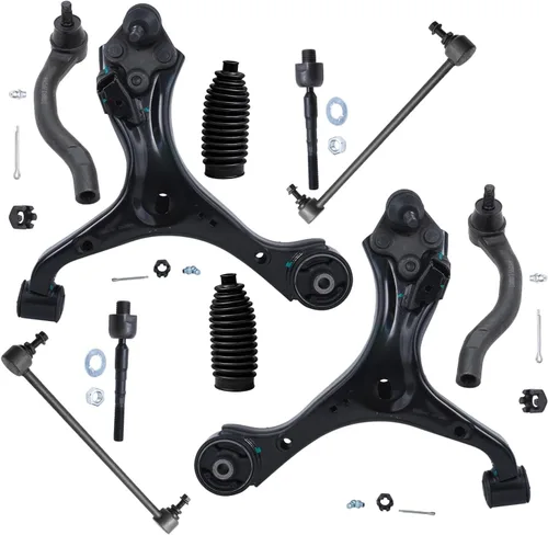 Vista 108 de Detroit Axle - Kit de suspensión delantera de 10 piezas para Jeep 2002-2004