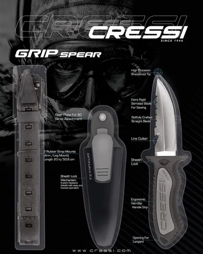 Vista 7 de Cressi Cuchillo de lanza Grip de 6.8 pulgadas, color negro