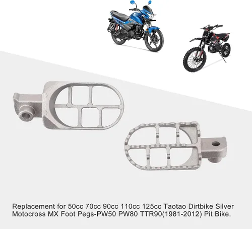 Vista 5 de GOOFIT Reposapiés de aluminio de 0.315 in para reposapiés de 50 cc, 70 cc, 90 cc, 110 cc, 125 cc, Taotao Dirtbike Silver Motocross MX Foot Pegs-PW50