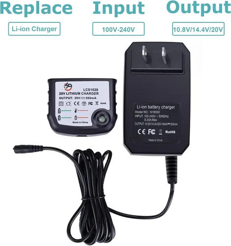 Vista 4 de Cargador de batería de iones de litio de 20 voltios LCS1620 para Black & Decker para cable Porter para STANLEYBattery 12V 14.4V 18V 20 voltios