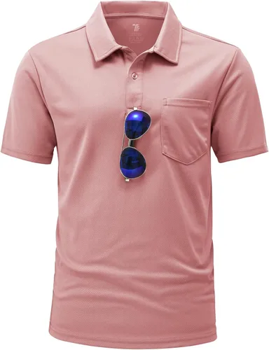 Vista 10 de BGOWATU Polo de golf para hombre, manga corta, cuello para tenis al aire libre Verde militar
