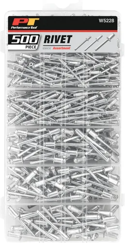 Vista 4 de Performance Tool W5228 Juego de herramientas surtidas de remaches de aluminio en una caja de plástico resellable, (500 piezas)