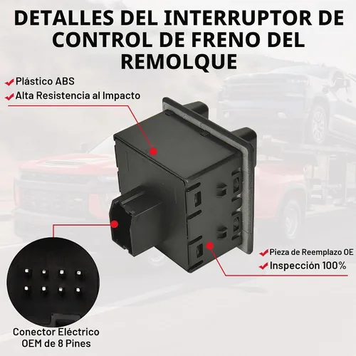 Vista 3 de Interruptor de control de freno de remolque compatible con Cadillac Escalade Chevy Avalanche Silverado 1500 2500 3500 Suburban Tahoe GMC Sierra