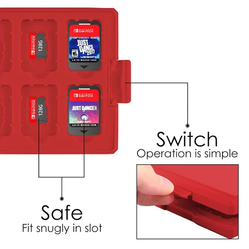Vista 4 de Linkidea Game Card Case Compatible with Nintendo Switch NX NS, Hard Shell Protective Storage Carrying Box with 12 Card Slots and 12 Micro SD Card