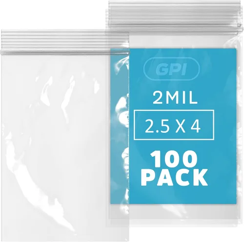 Vista 12 de GPI - Paquete de 100 bolsas de plástico transparente con cremallera de 1 x 1 pulgada de grosor, bolsas de plástico transparente con cierre