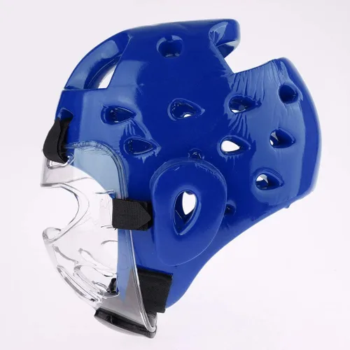 Vista 5 de Casco de karate para niños y adultos, artes marciales MMA, con protector facial extraíble, equipo de cabeza suave para arte marcial, grappling, Muay