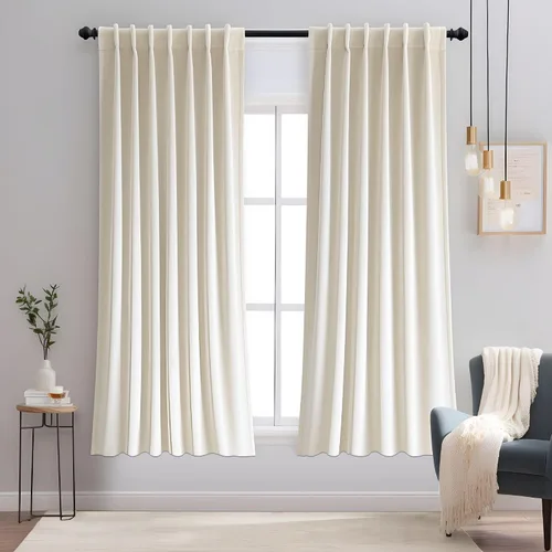 Vista 26 de Cortinas opacas de terciopelo negro para sala de estar, 52 pulgadas de ancho x 63 pulgadas de largo, cortinas opacas de lujo para dormitorio
