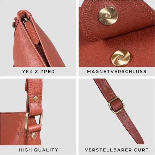 Vista 2 de LEABAGS Bolso bandolera de cuero - Bolso vintage de cuero genuino de búfalo - Bolso de mensajero de hombro para hombres y mujeres Maletín Atenas