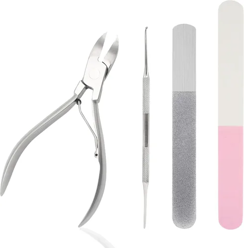 Vista 8 de Stellmacher - Cortaúñas para los pies, kit profesional de cuidado de uñas con cortaúñas de acero inoxidable, kit de manicura y pedicura de 4 piezas