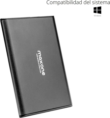 Vista 3 de Maxone Disco duro externo portátil ultradelgado de 320 GB HDD USB 3.0 compatible con PC, ordenador portátil - gris carbón