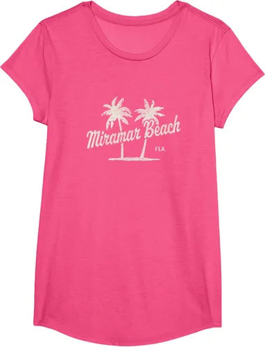 Vista 18 de Miramar Beach Florida Vintage 70s Palm Trees - Camiseta gráfica, Azul / Patchwork, S