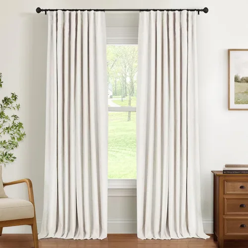 Vista 34 de INOVADAY Cortinas térmicas para puerta corredera 100% opacas para dormitorio, cortinas de puerta corrediza de vidrio extra anchas para patio, lino