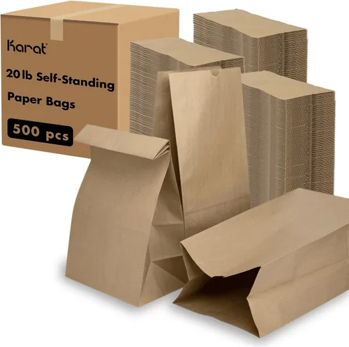 Vista 12 de Karat 1/8 Barrel Brown Kraft Paper Grocery Bags, 10.1x6.8x14.4 in, 500ct