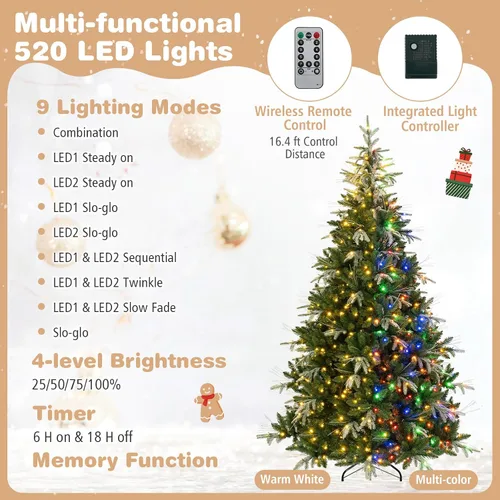Vista 3 de GOFLAME Árbol de Navidad preiluminado de 7.5 pies con control remoto 3-Verde