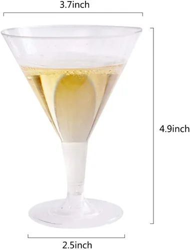 Vista 5 de Paquete de 30 vasos de Martini de plástico transparente, 7 onzas, desechables, vasos de cóctel de Martini de plástico, vasos de Martini para vino