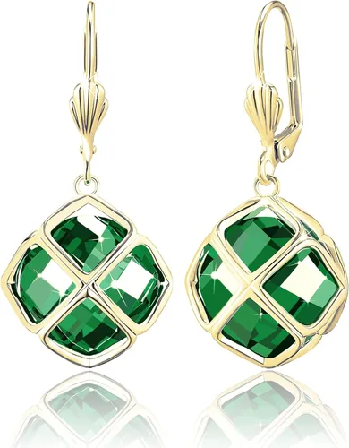 Vista 35 de Pendientes colgantes de cristal austriaco de 14MM para mujer, joyería chapada en oro de 14 quilates Apr-Diamante-Chapado en Oro de 14 K