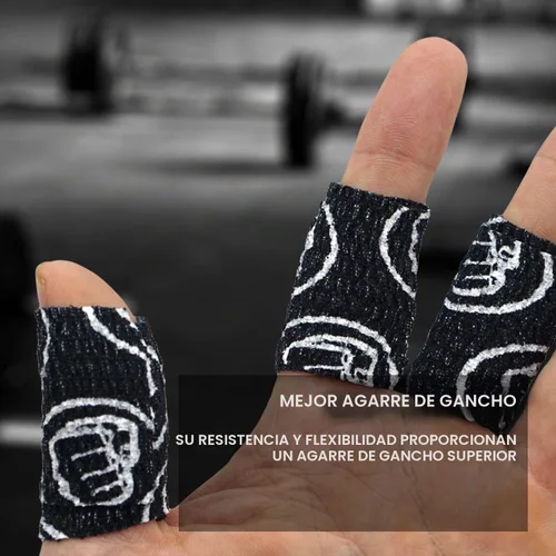 Vista 6 de WOD Nation Flexible Hook-Grip Athletic Tape – Easy-Tear, Sweat-Proof Thumb & Finger Strips for Weightlifting Negro
