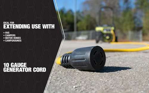 Vista 3 de Southwire Cable generador – Cable de alimentación eléctrica resistente calibre 10 con enchufe de bloqueo L14-30 y receptáculo – Doble voltaje 125