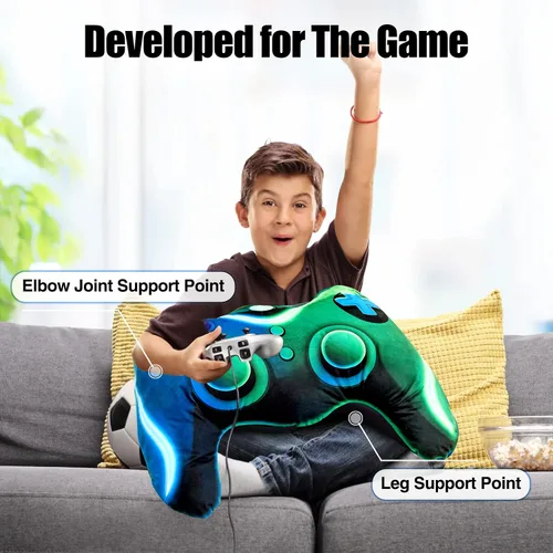 Vista 4 de Meeting Story Cojín de Felpa con Forma de Controlador de Juego para Niños y Niñas Decoración de Habitación de Jugadores para Sofá Sillón/Silla