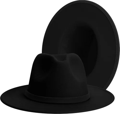 Vista 24 de Wide Brim Fedora Hats for Women & Men Classic Dress Panama Hat Adjustable Felt Hat with Band Todo beige.
