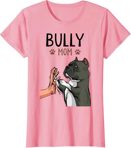 Vista 14 de American Bully Mom Cute Dog Mama Camiseta divertida para mujer, Blanco, S