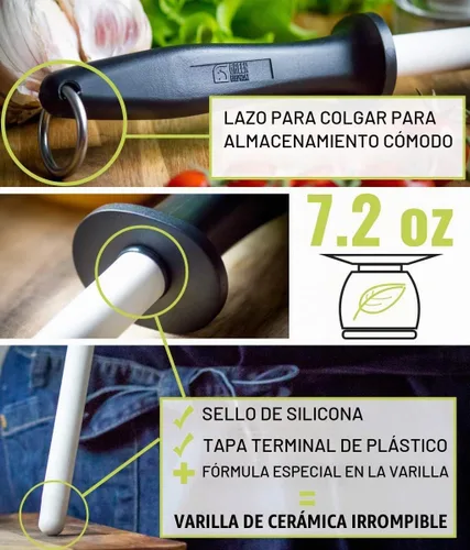 Vista 5 de Cuchillo afilador Green Elephant de acero pulido de cerámica, durable y liviano, de 11 pulgadas