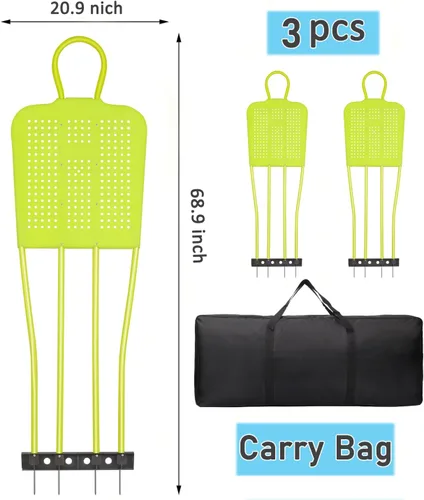 Vista 5 de Free Kick Mannequin Soccer, 3 Pcs 68.9 inch Soccer Training Equipment Wall, Durable PVC Soccer Defender Dummy with Carry Bag Verde fluorescente