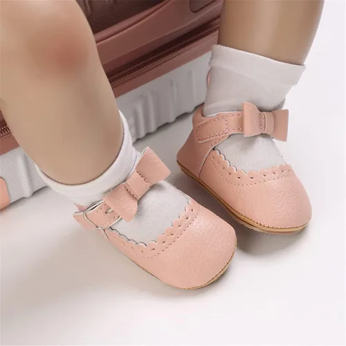 Vista 2 de LAFEGEN Zapatos de bebé para niña, antideslizantes, suela suave, de piel sintética, para bebé, Mary Jane, zapatos planos para primeros pasadores