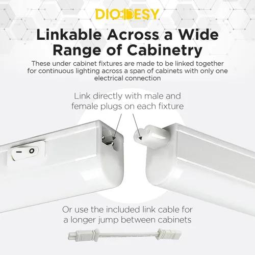 Vista 3 de Iluminación LED de 12 pulgadas enlazable debajo del gabinete 5W (equivalente a 40W) 500 lúmenes 3000K/4000K/5000K seleccionable por color