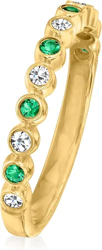 Vista 3 de RS Pure by Ross-Simons - Anillo de esmeralda de 0.13 quilates y 0.10 quilates en oro amarillo de 14 quilates, Gema, multi
