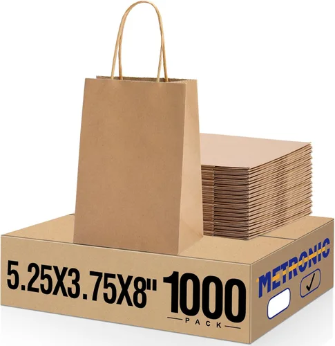 Vista 51 de METRONIC Bolsas de regalo de papel marrón de 5.25 x 3.75 x 8 pulgadas