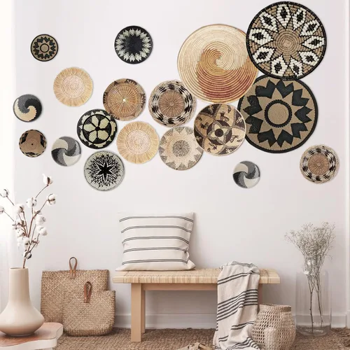 Vista 9 de Glenmal 18 calcomanías de pared de cesta bohemia, calcomanías de pared redondas, decoración moderna, calcomanías de decoración para despegar