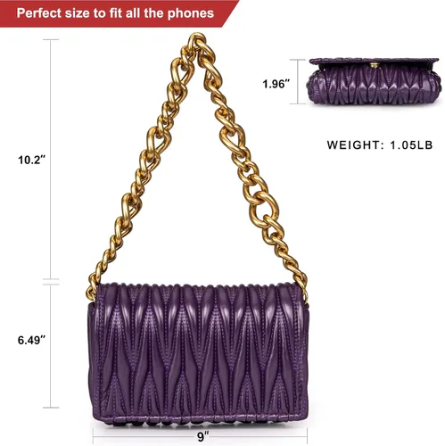 Vista 5 de Montana West Bolsos acolchados para mujer, bolsos de hombro con cadena gruesa
