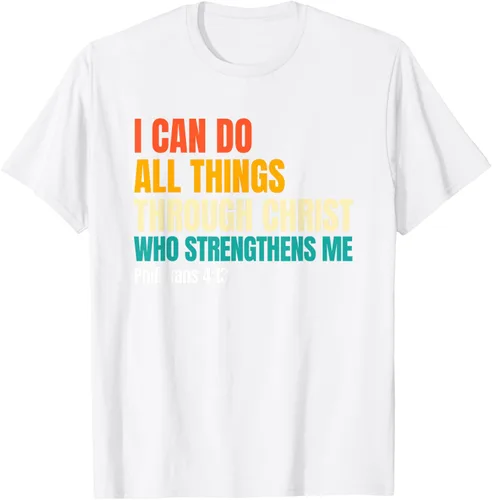 Vista 46 de I Can Do All Things Through Christ Christian Faith Camiseta, Negro, S
