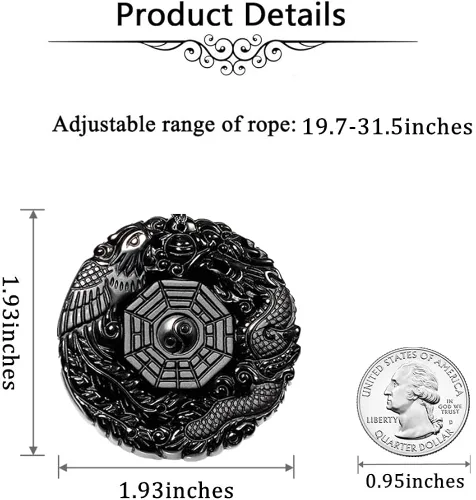 Vista 5 de Collar de obsidiana negra con dije de protección de amuleto de la suerte con cadena de cuentas extendida, piedra de cristal curativa, collares