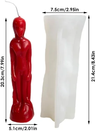 Vista 4 de Molde para hacer velas con forma de hombre, molde de arte de silicona con figura femenina y masculina, suministros de fabricación de moldes de jabón